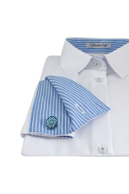 Женская рубашка под запонку белая Non-Iron - 7302 от DoubleCuff 