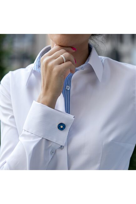 Женская рубашка под запонку белая Non-Iron - 7302 от DoubleCuff 