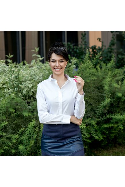 Женская рубашка под пуговицы в белая удлиненная - 7305 от DoubleCuff 