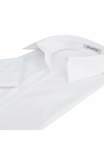 Женская рубашка под пуговицы белая из фактурной ткани twill  - 7311 от DoubleCuff 