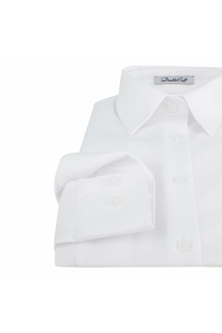 Женская рубашка под пуговицы белая из фактурной ткани twill  - 7311 от DoubleCuff 
