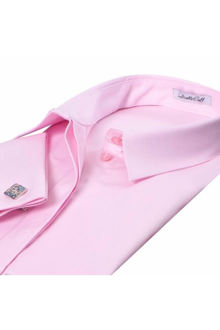 Женская рубашка из хлопка под запонку розовая- 7329 от byME 