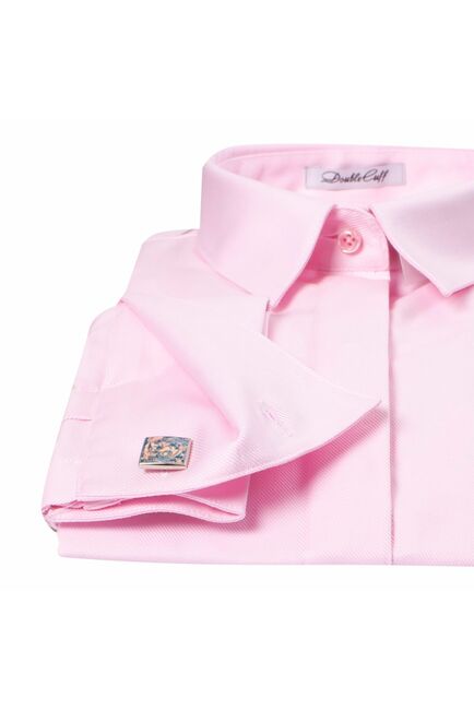 Женская рубашка из хлопка под запонку розовая- 7329 от byME 