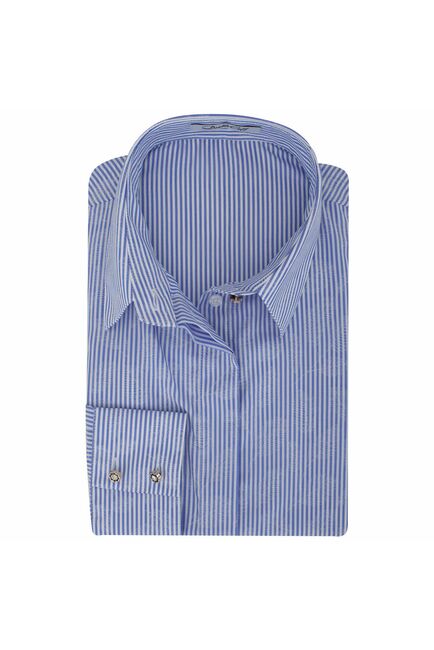 Женская рубашка под пуговицы голубого цвета - 7352 от DoubleCuff 