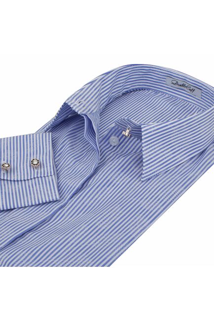 Женская рубашка под пуговицы голубого цвета - 7352 от DoubleCuff 