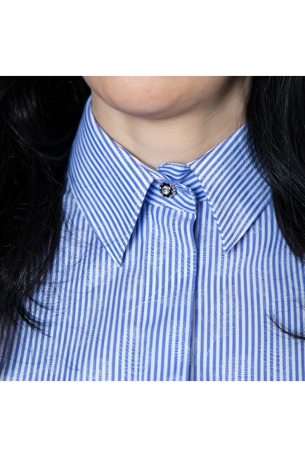 Женская рубашка под пуговицы голубого цвета - 7352 от DoubleCuff 