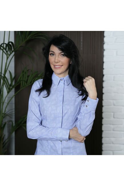 Женская рубашка под пуговицы голубого цвета - 7352 от DoubleCuff 