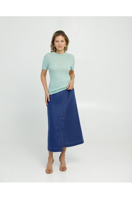 Юбка на запах из 100% льна синяя 035021 от LW 