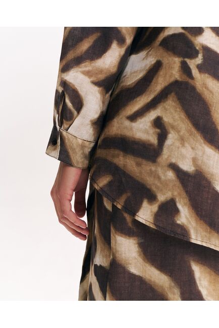 Женская рубашка изо льна коричневая-5223 от  