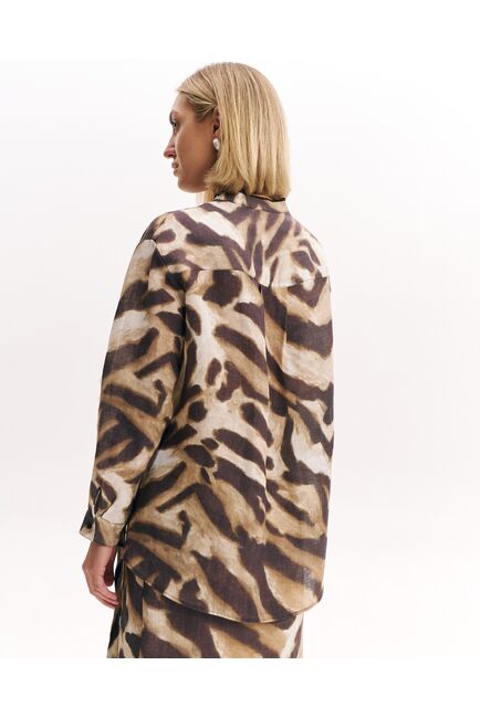 Женская рубашка изо льна коричневая-5223 от  