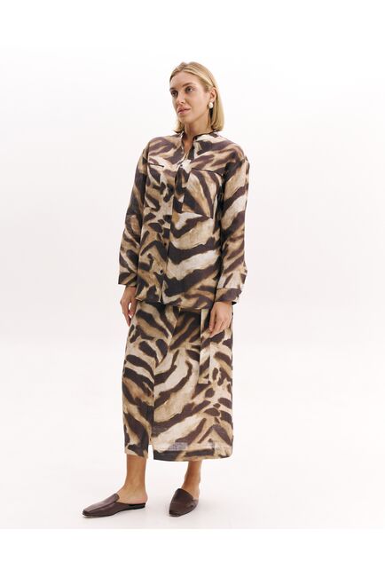 Женская рубашка изо льна коричневая-5223 от  