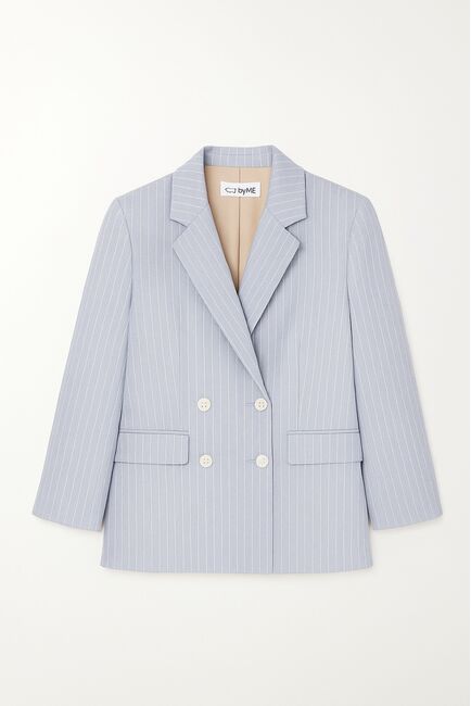 Жакет изо льна и вискозы  голубой в тонкую полоску-J1-1001 от byME 