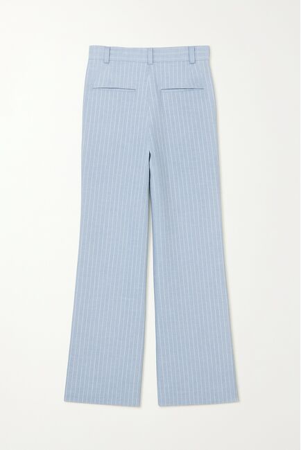Брюки прямые голубые в тонкую полоску из льна и вискозы TR1-1001 от  