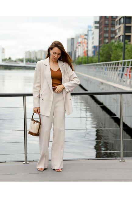 Брюки прямые бежевые из лиоцелла TR1-1002 от  