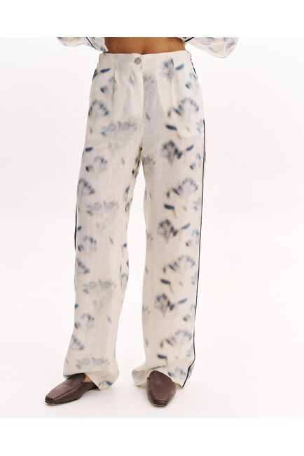 Женские брюки изо льна экрю-5312 от  