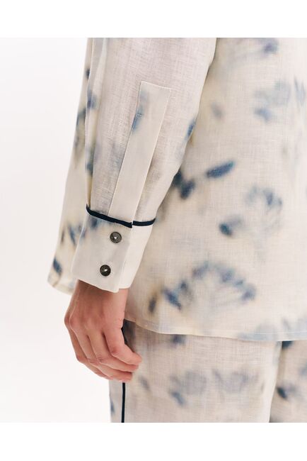 Женская рубашка изо льна экрю-5224 от  