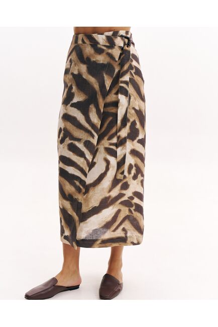 Женская юбка изо льна коричневая-5809 от  