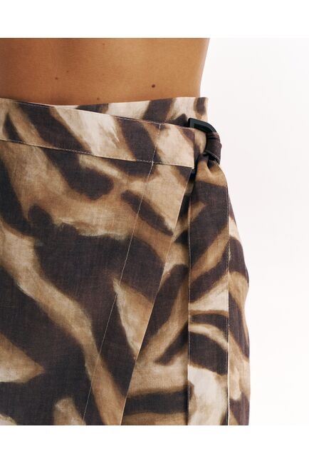 Женская юбка изо льна коричневая-5809 от  