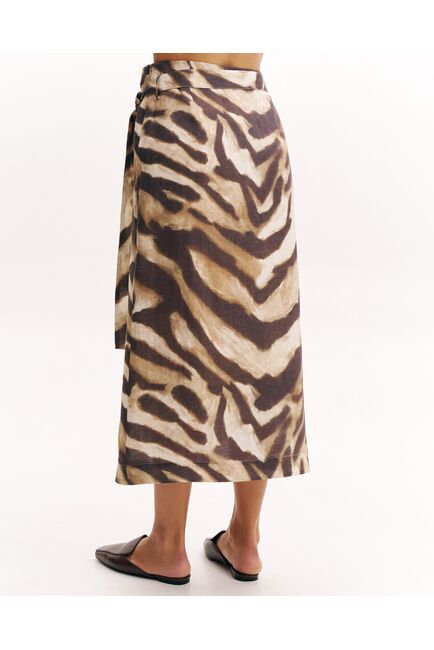 Женская юбка изо льна коричневая-5809 от  