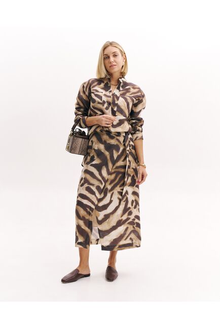 Женская юбка изо льна коричневая-5809 от  