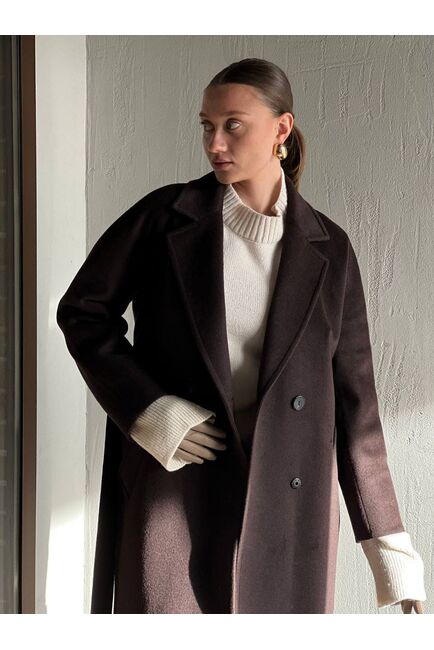 Пальто из шерсти мериноса цвет шоколад-S1919 от Doroteya 