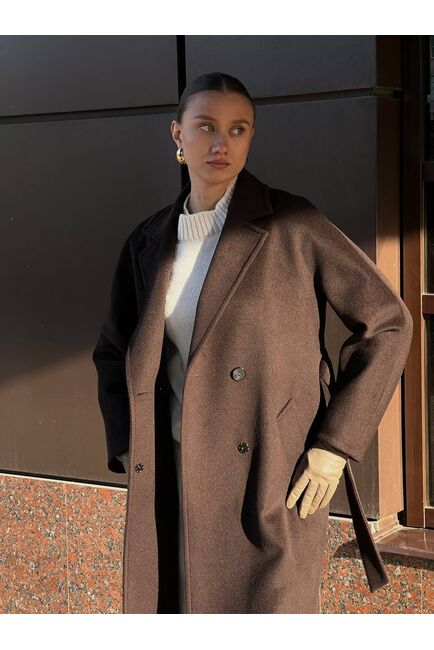 Пальто из шерсти мериноса цвет шоколад-S1919 от Doroteya 