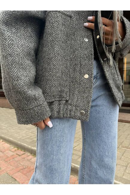 Бомбер из шерсти и мохера цвет серый-A102 от Doroteya 