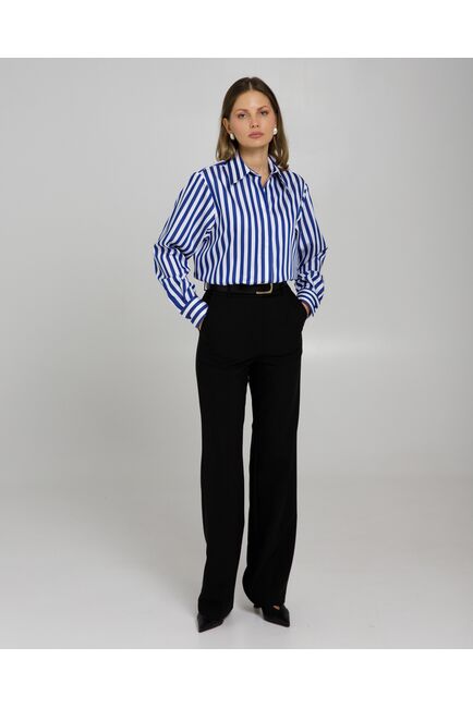 Рубашка в полоску сине-белую с пуговицами по бокам  8958 от byME 