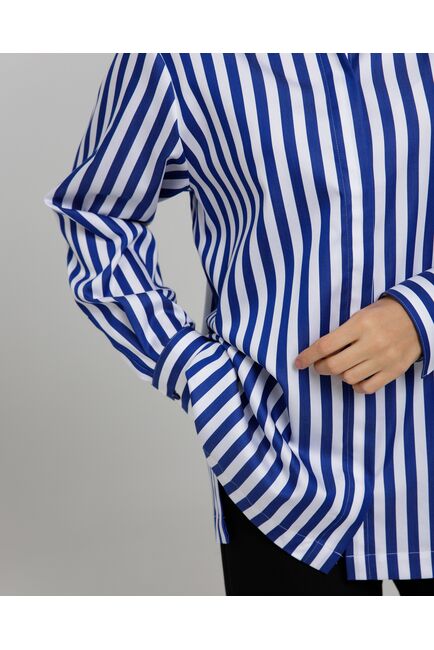 Рубашка в полоску сине-белую с пуговицами по бокам  8958 от byME 