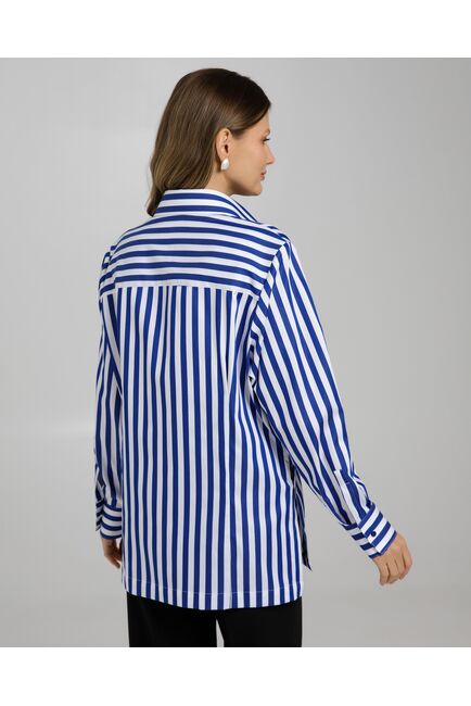 Рубашка в полоску сине-белую с пуговицами по бокам  8958 от byME 