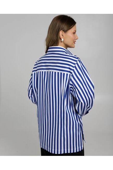Рубашка в полоску сине-белую с пуговицами по бокам  8958 от byME 