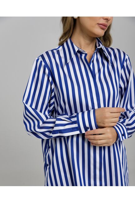Рубашка в полоску сине-белую с пуговицами по бокам  8958 от byME 