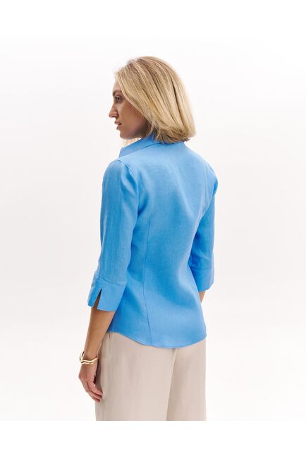 Женская рубашка  голубая изо льна с рукавом 3/4 8984 от byME 