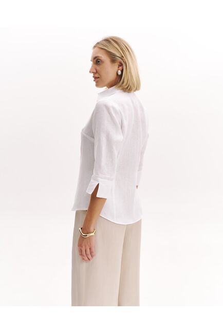 Женская рубашка цвета экрю изо льна с рукавом 3/4 8986 от byME 
