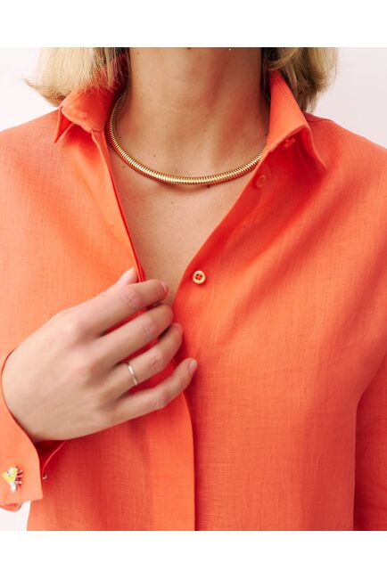 Женская рубашка изо льна в оранжевом цвете-8994 от byME 