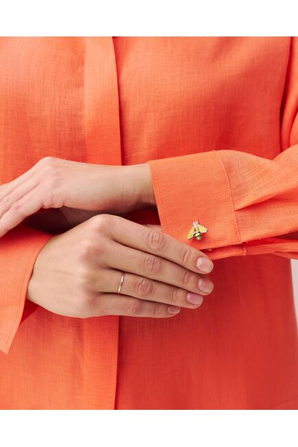 Женская рубашка изо льна в оранжевом цвете-8994 от byME 