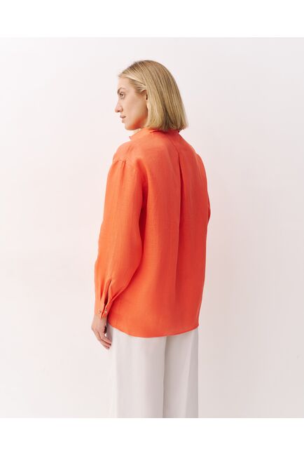 Женская рубашка изо льна в оранжевом цвете-8994 от byME 