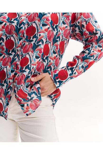 Женская рубашка  из крапивы в оверсайз силуэте принт гранаты  8988 от byME 