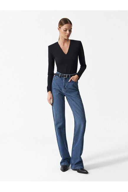 Женские прямые джинсы с эффектом потертости синие от byME 