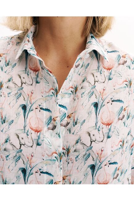 Женская рубашка из крапивы  принт слоны -8996 от byME 