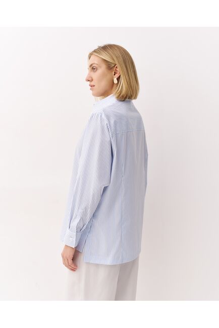 Женская рубашка хлопковая в полоску  с пуговицами по бокам - 9001 от byME 