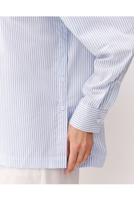 Женская рубашка хлопковая в полоску  с пуговицами по бокам - 9001 от byME 