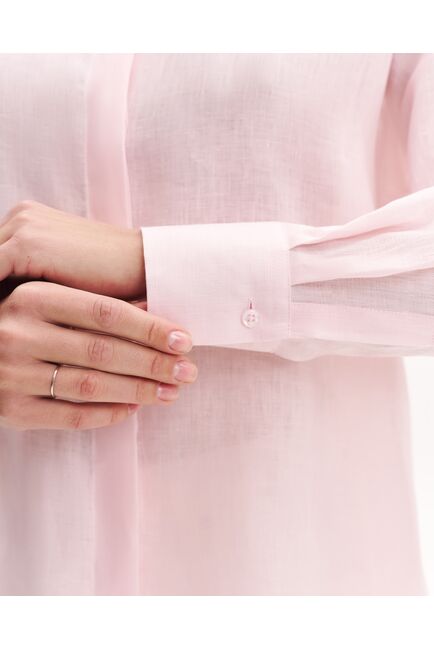 Женская рубашка изо льна розовая -9002 от byME 