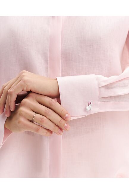 Женская рубашка изо льна розовая -9002 от byME 