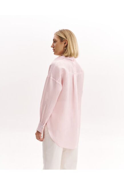 Женская рубашка изо льна розовая -9002 от byME 