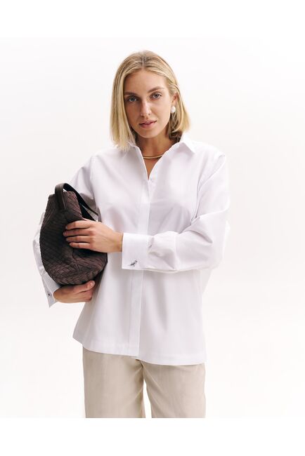 Женская рубашка с универсальным манжетом из хлопка сатинового плетения -9000 от byME 