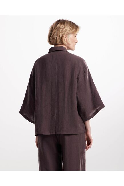 Женская рубашка изо льна коричневая от  