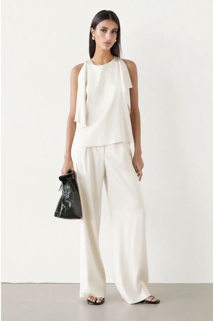 Женские брюки из вискозы белые-MS5306 от  