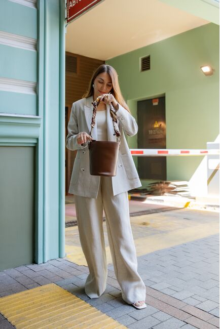 Женские брюки серые изо льна-MS5320 от  