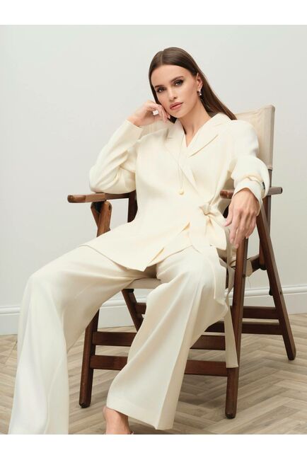 Женские брюки из тенсела и хопка цвет экрю-MS5314 от  